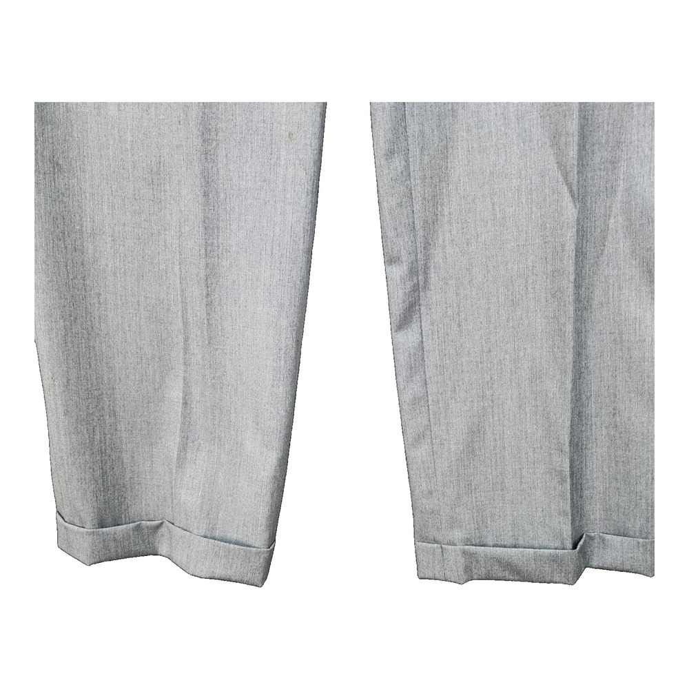 Mens 34x28 Gray Pleated Cuffed Dress Pants Relaxed Straight Career Custom Cut - Picture 4 of 10